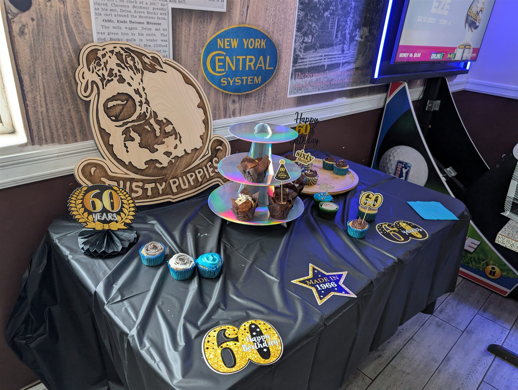 Custom engraved department display arranged for an event